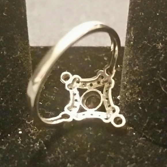 .925 Silver Smoky Topaz & Emerald Filigree Ring 8 - Picture 6 of 7